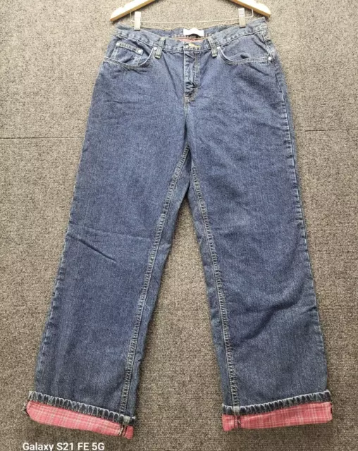 WRANGLER WOMEN'S FLANNEL Lined Denim Jeans Blue Sz 12/ 32x31 Straight ...