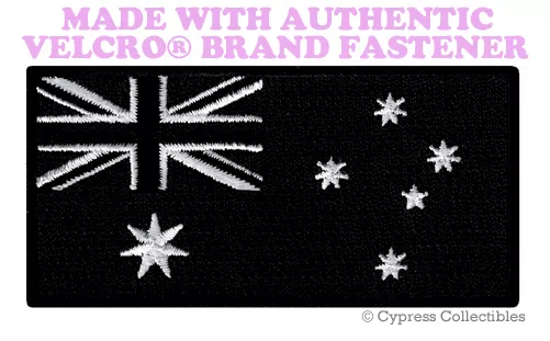 AUSTRALIA ALL-BLACK FLAG PATCH EMBROIDERED DOWN UNDER w/ VELCRO® Brand Fastener