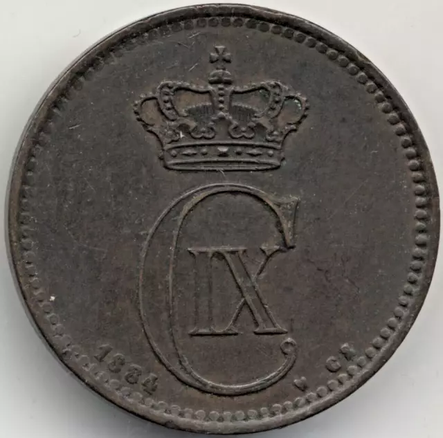 1894 CS Denmark Christian IX 5 Ore Coin