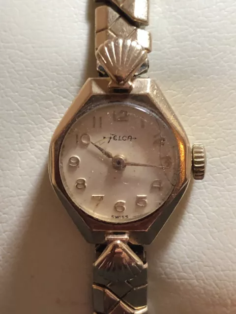 Vintage Felca 9ct Gold Watch - Rolled Gold Strap Wrist Watch