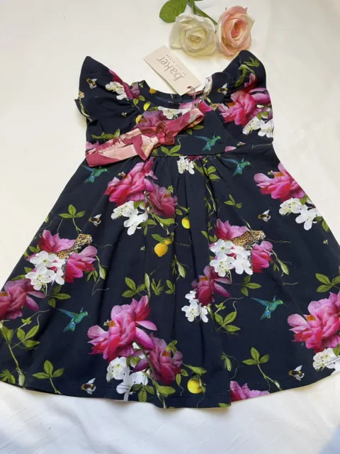 BNWT Girls Ted Baker Floral Dress & Headband Set Outfit Age 12-18 Months