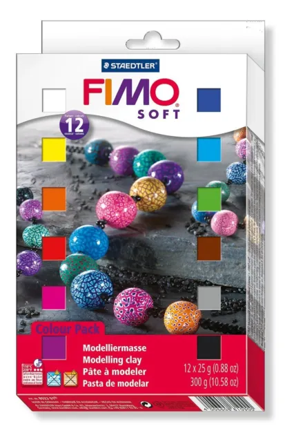 Fimo Soft Oven Hardening Modelling Clay - Assorted Colours, 12 x 25g