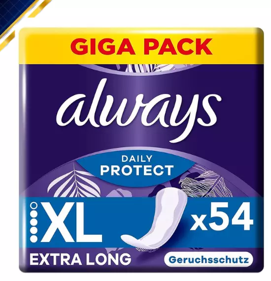 Always Dailies Slipeinlagen Damen Long Plus Extra Protect Giga Pack 54 Binden