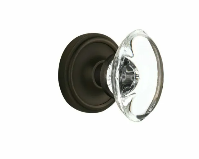 Nostalgic Warehouse 714521 Oval Clear Crystal Door Knob with Classic Rosette