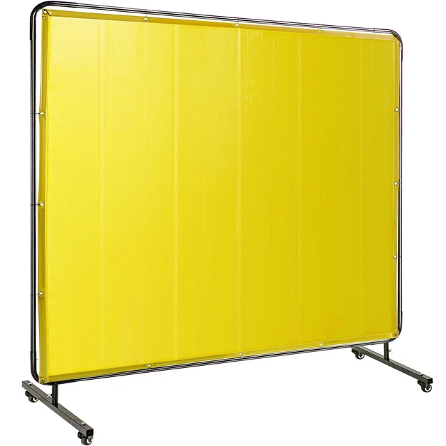 VEVOR Welding Curtain Welding Screen 6' x 8' Flame Retardant Vinyl w/ Wheels