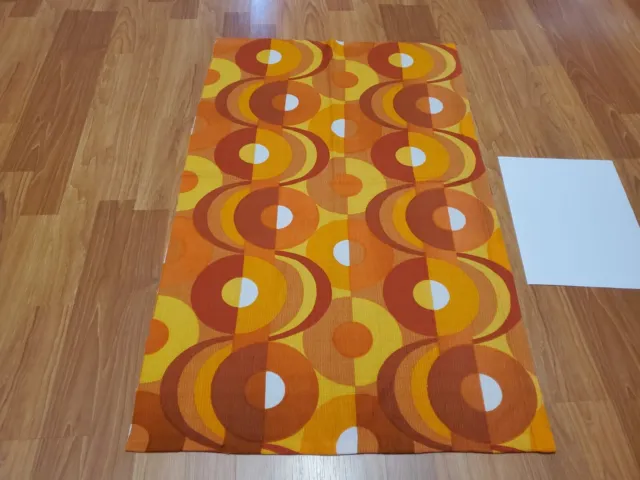 Awesome RARE Vintage Mid Century Retro 70s 60s Yel Org Circle Drop Waves Fabric!