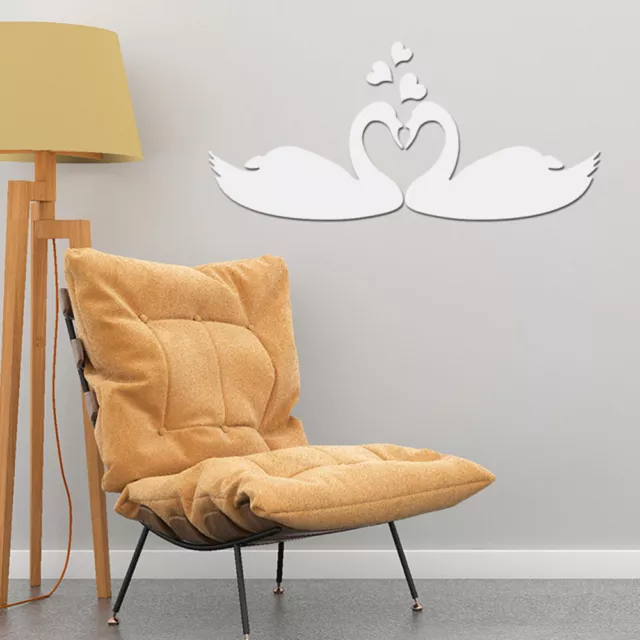Lovely Swans Lovebirds Acrylic Mirror 3D Wall Stickers Removable Decal Acrylic