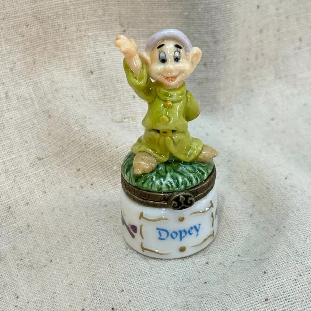 Disney Dwarf DOPEY Porcelain Trinket Box PHB Collection Snow White Mint