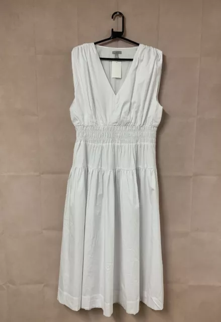 BNWT H&M White 100% Cotton V-neck Long Summer Dress Plus Size 18 - Large