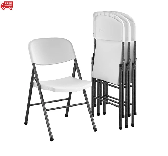Premium Resin Folding Chair, 4-Pack, White