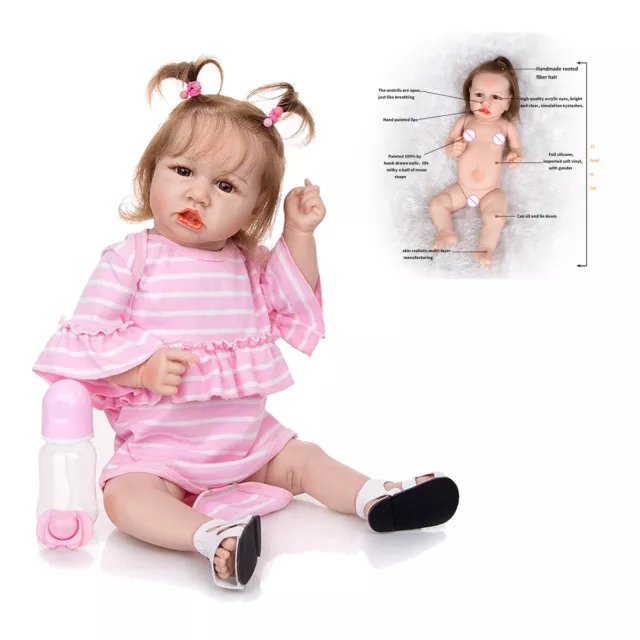 55cm 22inch Reborn Doll Full Silicone Vinyl Body Newborn Toddler Waterproof Doll