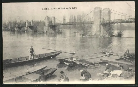 CPA Cosne, Le Grand Pont sur la Loire 1909