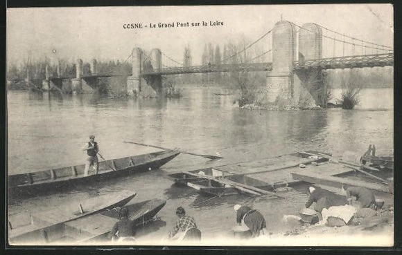 CPA Cosne, le Grand Pont sur la Loire 1909