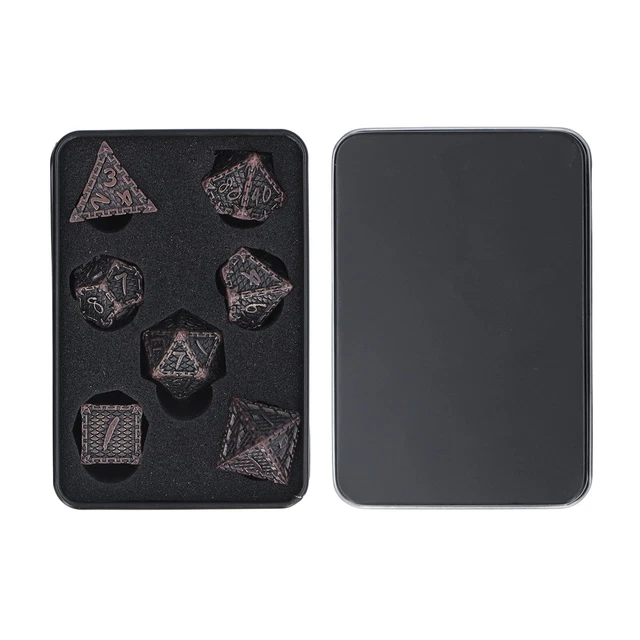 (Bronze) 7 Piece Polyhedral Metal Dice Set Role Playing Durable