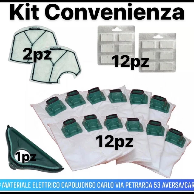 12 Sacchetti Aspirapolvere + 12 Profumini Compatibili Con Vorwerk Folletto VK 140 E VK 150