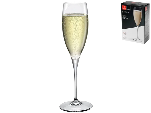 Confezione 2 Calici In Vetro Galileo Champagne cl 26 Trasparente Bormioli Rocco
