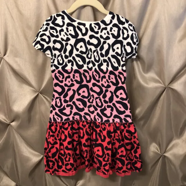 Girls Animal Print Cotton Dress KC Parker By Hartstrings Size 6X White Pink Red