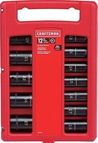 CRAFTSMAN Impact Socket Set, Metric, 1/2-Inch Drive,