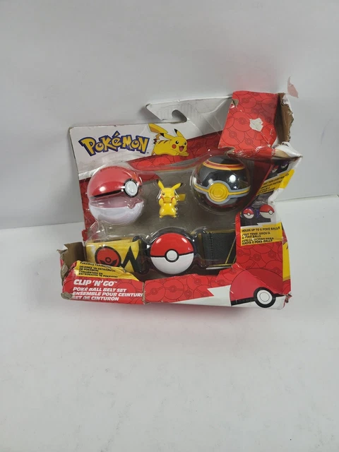 Pokemon Pikachu with Luxury Ball & Poke Ball Clip 'N' Belt Set NEW BOX DAMAGE 62 Pokemon Pikachu with Luxury Ball & Poke Ball Clip 'N' Belt Set NEW BOX DAMAGE 62