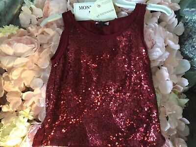 New With Tags Girls Monnalisa Ruby Sparkling Sequinned Vest Top.Age 6