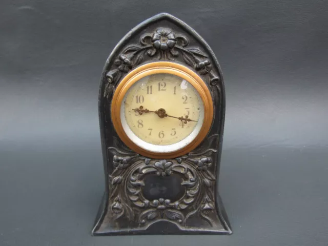 Vintage Art Nouveau pewter clock working