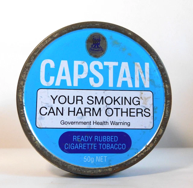 VINTAGE CAPSTAN READY Rubbed Cigarette Tobacco Blue Lid Round Tin