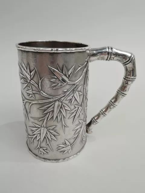 Antique Mug Large Bamboo China Trade Asian Chinese Silver KHC Khe Cheong