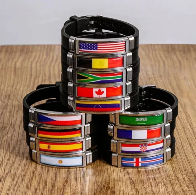 Pulsera deportiva de silicona ajustable para hombres, brazalete de bandera nacio