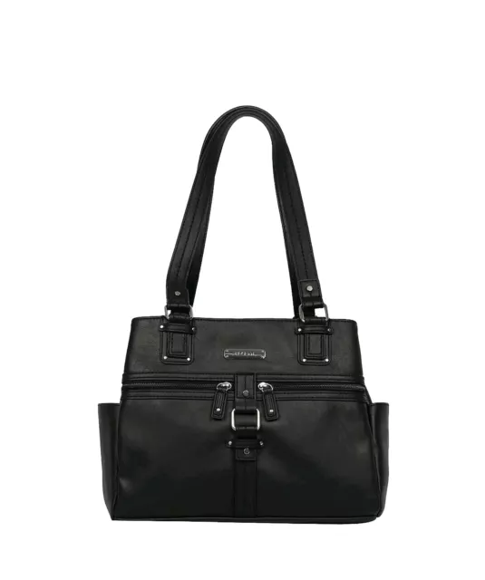 Rosetti Midtown Satchel Handbag Pocketbook Purse Black Vegan Leather 9"x12"x4.5"