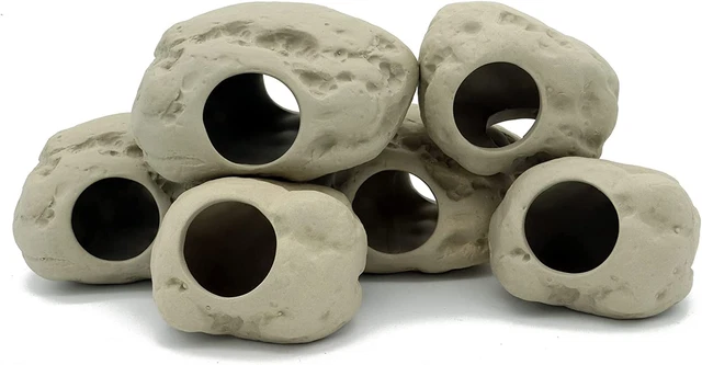 Aquarium Decoration Rock Cave Ceramic Betta Hideout Cichlid Stackable Cave Hidin