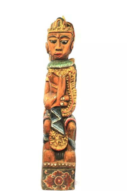 Balinese Women Guardian statue Polychrome wood carving sculpture Bali Folk Art