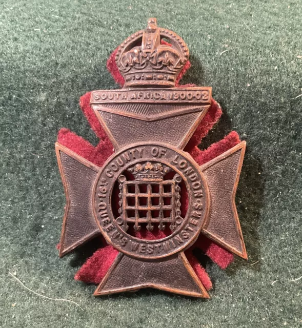 WW1 16th Queens Westminster Rifles Battalion County of London Cap Badge K36