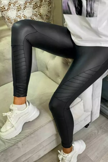 NEW WOMEN BLACK High Waist Wet Look PU Legging.More Colour.10 12 14 16 18  20 22 £26.99 - PicClick UK