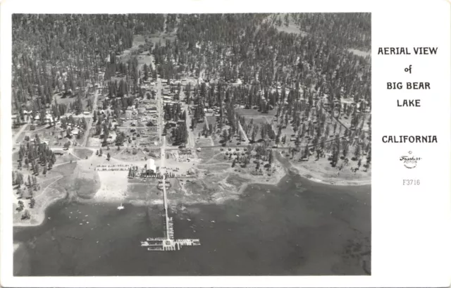 BIG BEAR LAKE CA AERIAL VIEW BY FRASHER real photo postcard rppc california