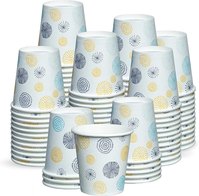 [300 Count] 3 Oz. Small Paper Cups, Disposable Mini Bathroom Mouthwash Cups - Fl
