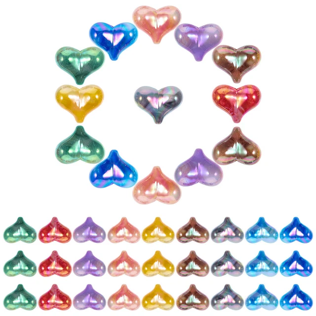 40 Pcs DIY heart loose beads Coeur Perles En Vrac Artisanat D'ornement Bracelets