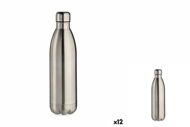 Botella térmica plata acero inoxidable 1 L 12 piezas
