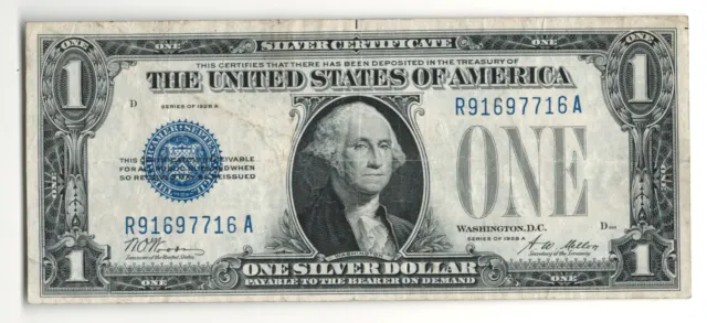 Series 1928 A One Dollar Silver Certificate  S/N R91697716 A