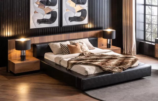 Cama de lujo con mesitas de noche loft dormitorio muebles camas juegos acolchado