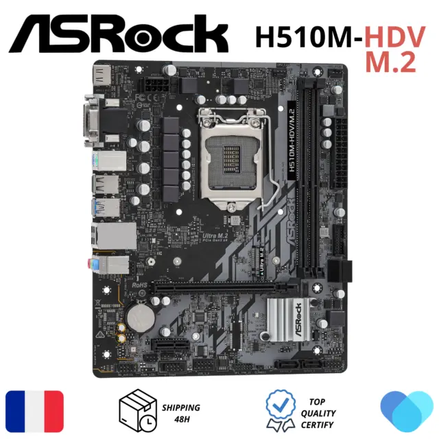 ASROCK Carte Mère H510M-HDV/M.2  Intel LGA 1200 Micro ATX