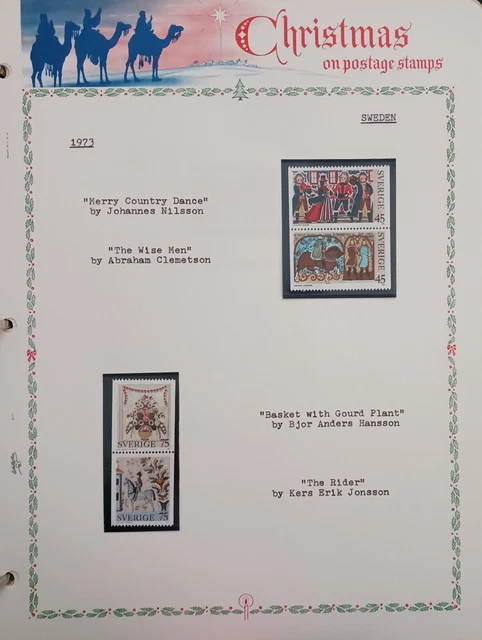 Sweden - 1973 - Christmas Stamps On Album Page  - Mnh