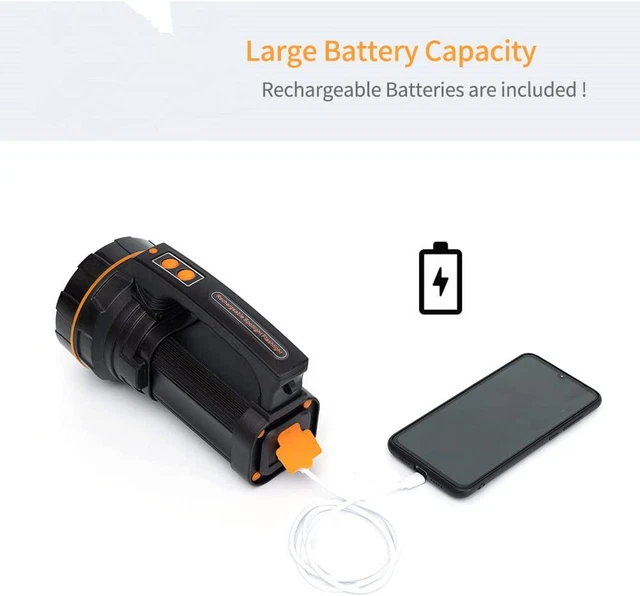 Most Powerful Handheld LED Torch Light Super Bright Rechargeable Large Capacity 4
