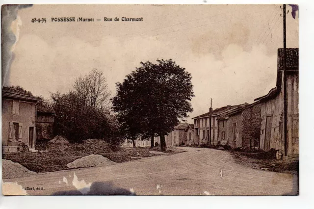POSSESSION - Marne - CPA 51 - La rue de Charmont - stained card