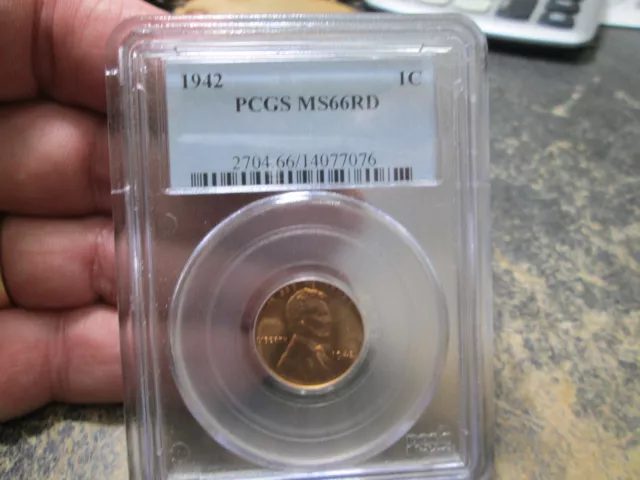 1942 Lincoln Wheat Cent In Pcgs Ms66 Rd Uncirculated Condition