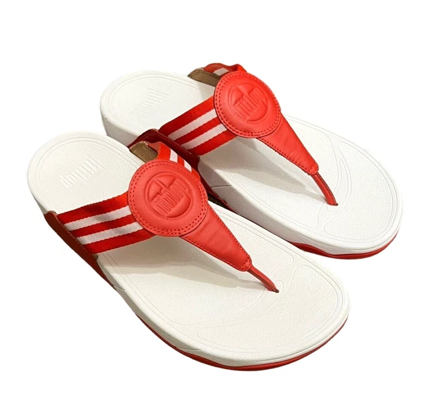FitFlop Women's Walkstar Toe Post Sandals Red Flip Flop Size 8 Slip On