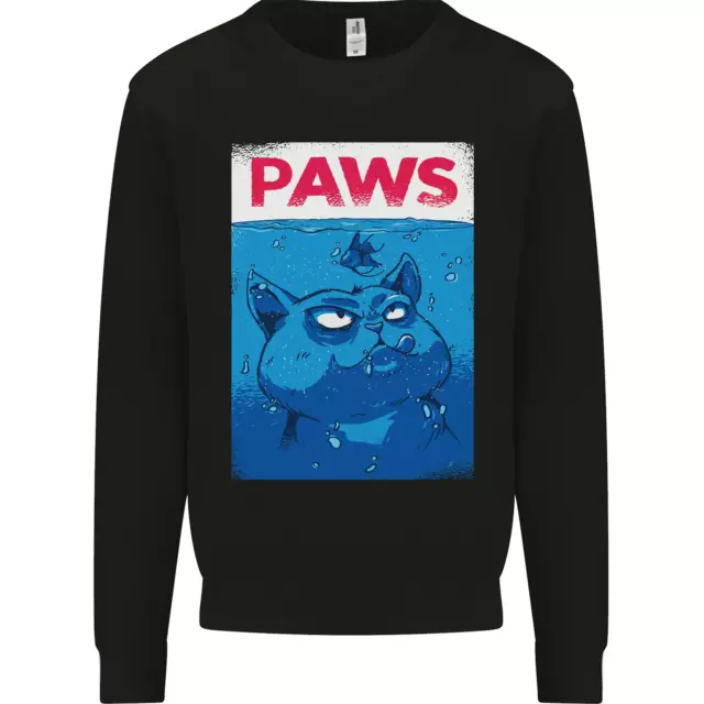 Paws Funny Cat and Goldfish Parody Mens Sweatshirt Jumper