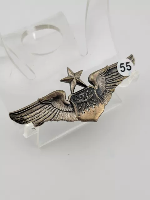 Vietnam War Sterling USAF Air Force Senior Navigator Wings Badge With Star