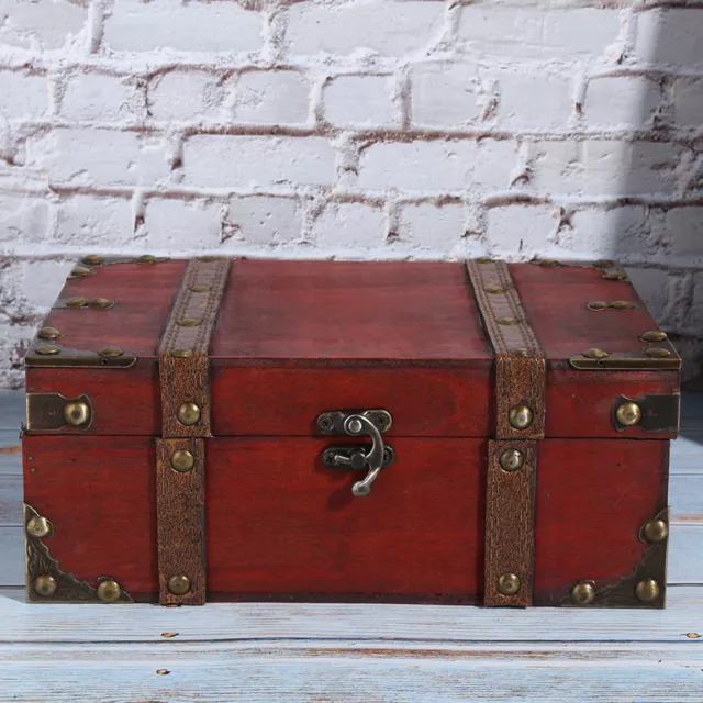 Vintage Wooden Storage Box Decorative Treasure Jewelry Chest With Lock Home CHP