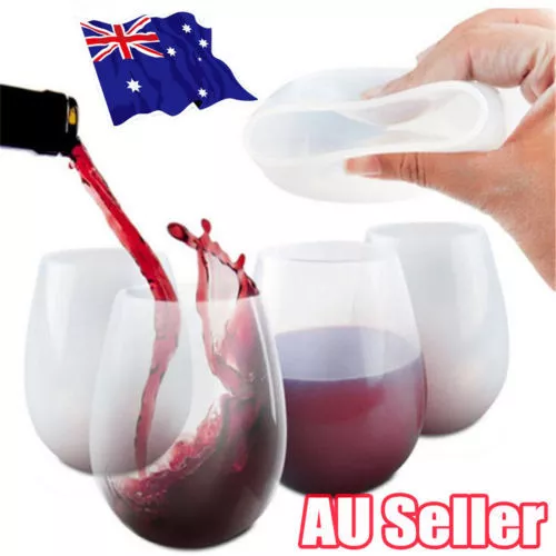 1PC Unbreakable Silicone Cup Wine Glass Stemless Beer Whiskey Collapsible ZO