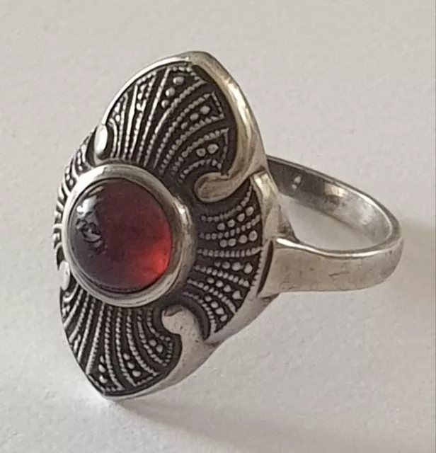 Traumhafter Art Deco Bernstein Ring aus 835er Silber Größe 53 (16,8 mm Ø)